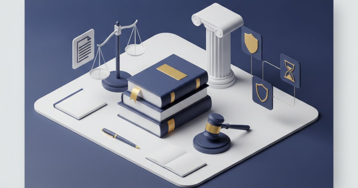 Mesa de estudo com códigos jurídicos, balança da justiça estilizada e martelo, representando um concurso para a magistratura estadual